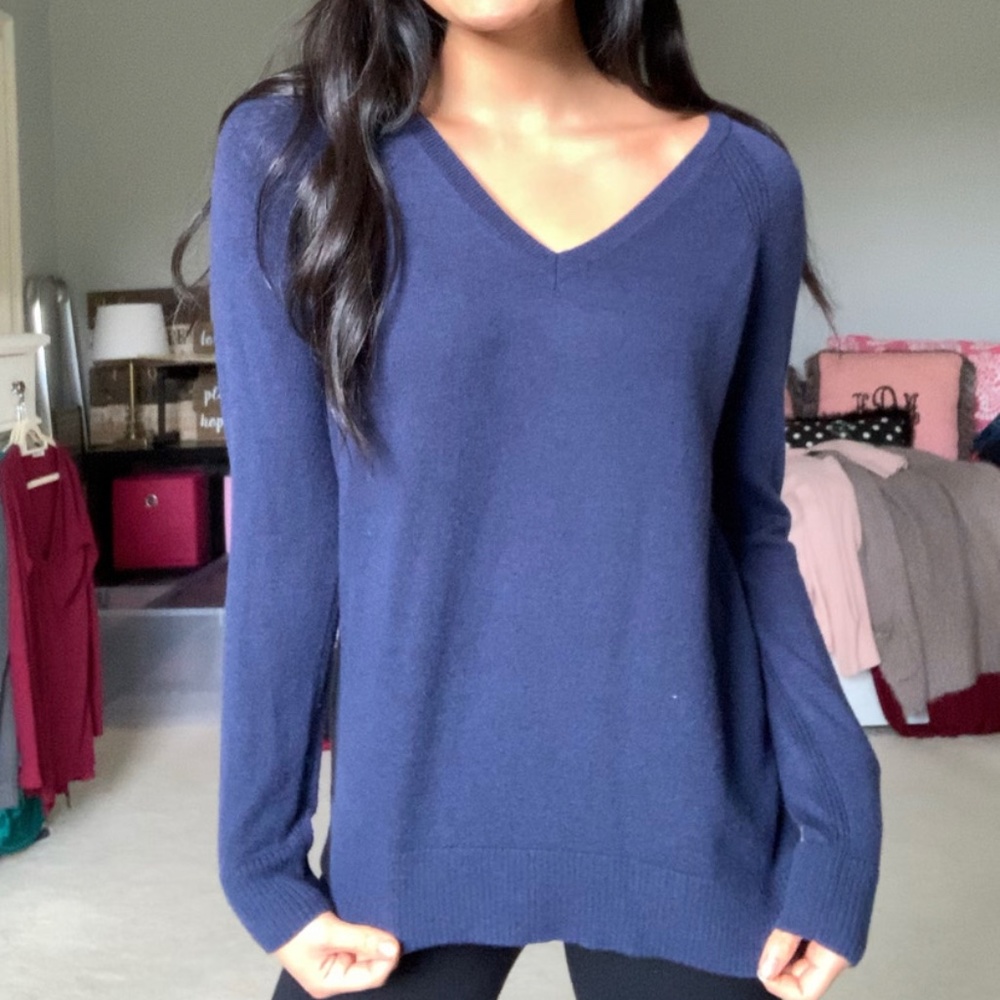 Ralph Lauren Navy Blue Cashmere Long-Sleeve